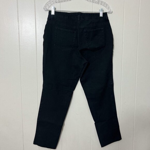 Chicos So Slimming Slim Jeans Womens 1 Regular Black Denim Flat Front Straight - Picture 2 of 10